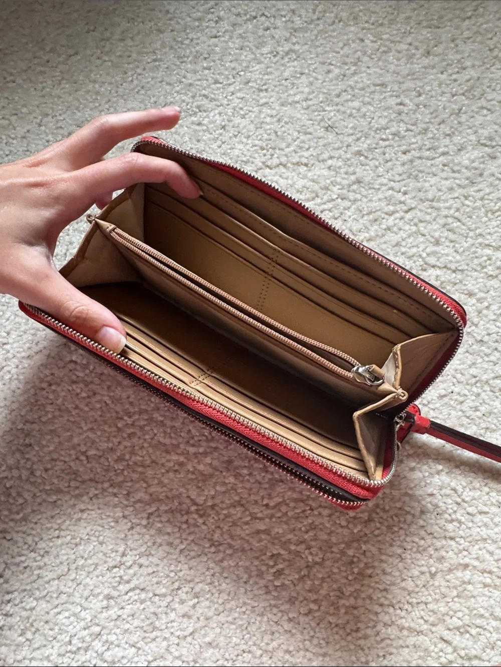 Coach Red Leather Zip-Around Wallet/ wristlet